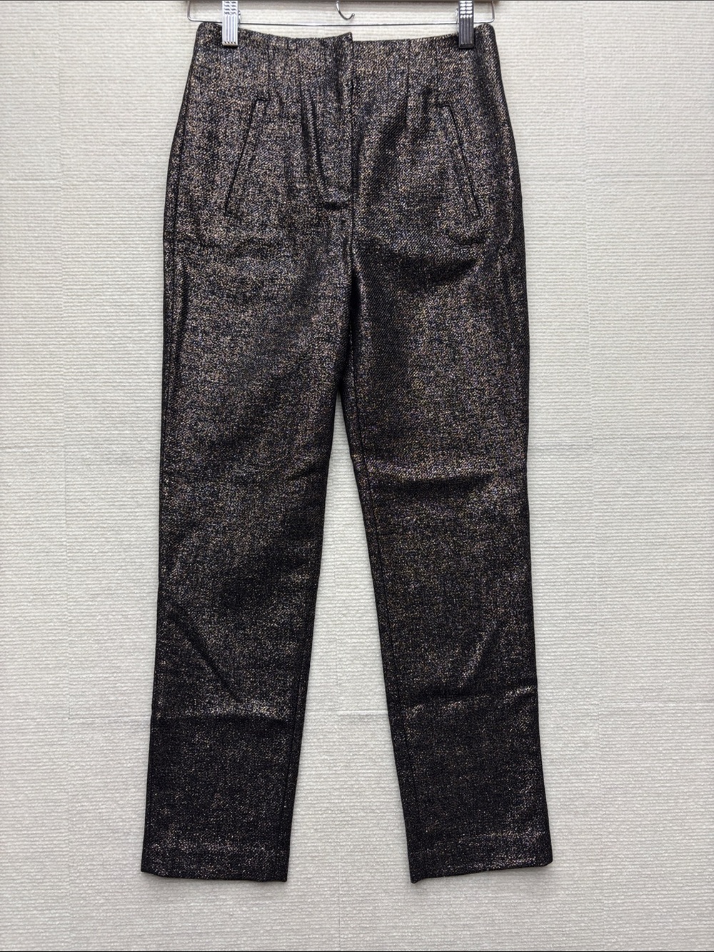 Veronica Beard | 00 Metallic Black Sparkle Straight-Leg Pants